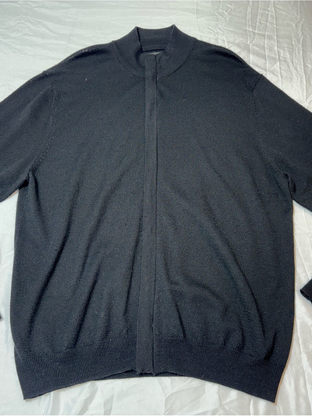 Kenneth Roberts Platinum 100% Merino Wool Hidden Full Zip Sweater Black Men's L